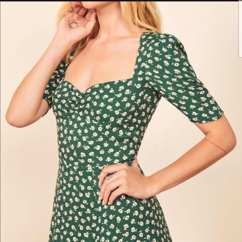 Reformation Matin Ruched Neck Midi Dress